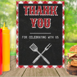 5x7 Backyard BBQ Birthday Thank You Table Sign