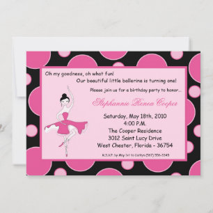 5x7 Ballerina Dance Birthday Party Invitation