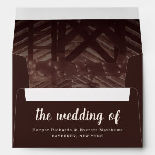 5x7 Barn Rafters with String Lights Rustic Wedding Envelope