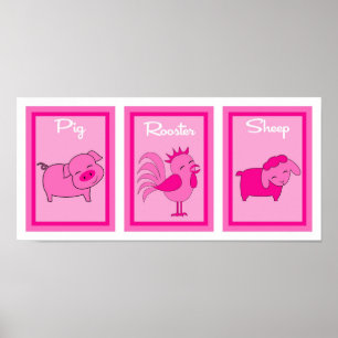 5X7 Barn Yard Girls Wall Art Collection