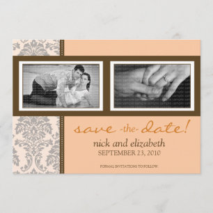5X7 Baroque Peach/Brown Two-Photo Save the Date