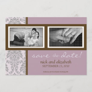 5X7 Baroque Purple/Brown Two-Photo Save the Date