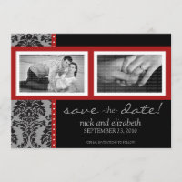 5X7 Baroque Red/Black Two-Photo Save the Date