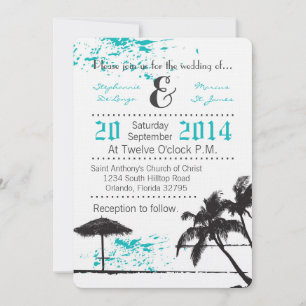 5x7 Beach Breeze Ocean Water Wedding Invitation