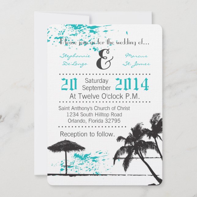 5x7 Beach Breeze Ocean Water Wedding Invitation (Front)