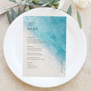 5x7" Beach Wedding Table Menu Cards Flat Menu