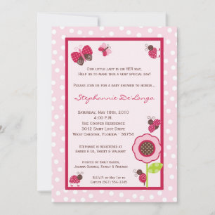 5x7 Berry Garden Lady Bug Baby Shower Invitation