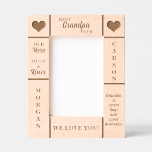 5x7 BEST Grandpa Ever Grandkids Names Etched Frame