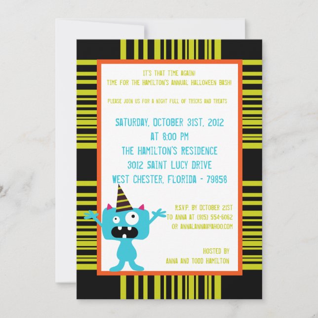 5x7 Birthday Bash Fun Party Invitation (Front)