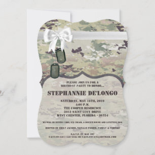 5x7 Birthday Invitation Army OCP Camo Uniform Camo