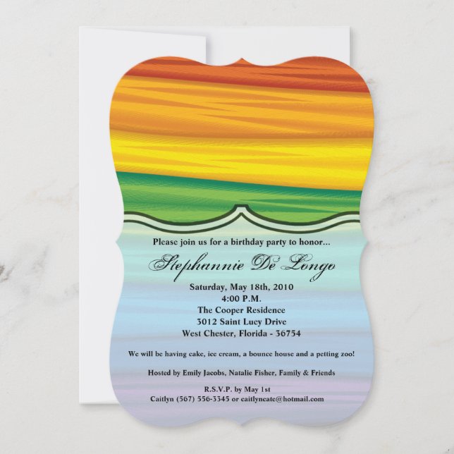 5x7 Birthday Invitation lgbtq rainbow flag lesbian (Front)