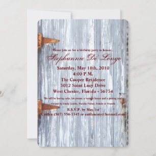 5x7 Birthday Invitation White Wash Wood Barn Door