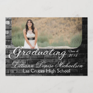5x7 Black Brick Building Wall Senior Announcement