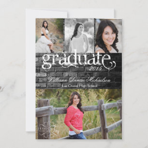 5x7 Black Brick Building Wall Senior Announcement