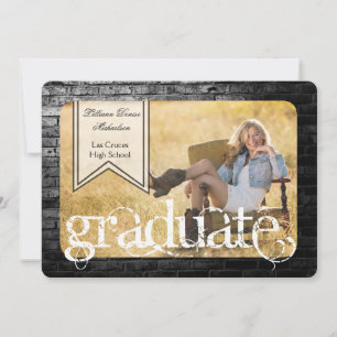 5x7 Black Brick Building Wall Senior Announcement