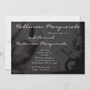 5x7 Black Masquerade Halloween Costume Invitation