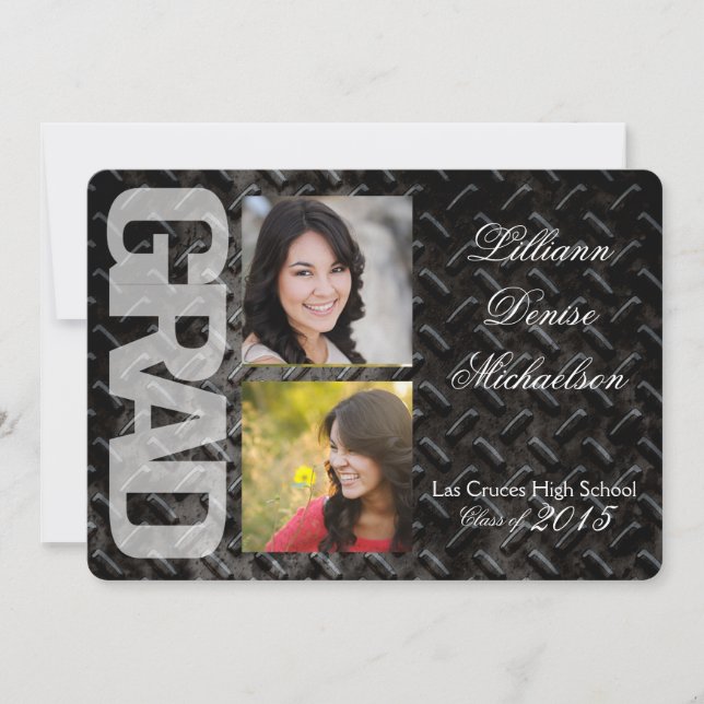 5x7 Black Steel Metal Wall Senior Announcement (Front)