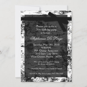 5x7 Black Toile Fabric Birthday Party Invitation