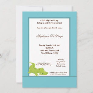 5x7 Blue Aligator Baby Shower Invitation