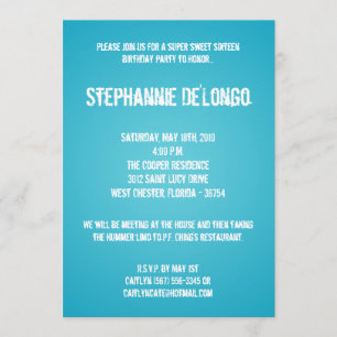 5x7 Blue DJ Spin Turntable 16 Birthday Invitation