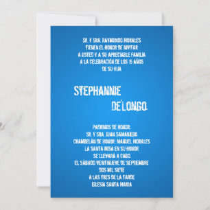 5x7 Blue DJ Spin Turntable Quinceanera Invitation