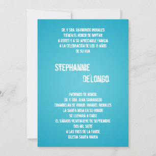 5x7 Blue DJ Spin Turntable Quinceanera Invitation