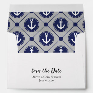5x7 Blue Grey Nautical Save The Date Envelope