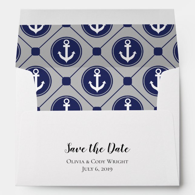 5x7 Blue Grey Nautical Save The Date Envelope (Back (Bottom))