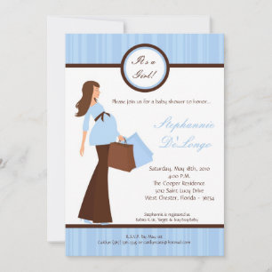 5x7 Blue Modern Mod Mum Baby Shower Invitation