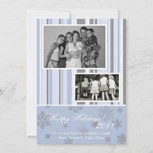 5x7 Blue & Silver Snowflake PHOTO Christmas Card