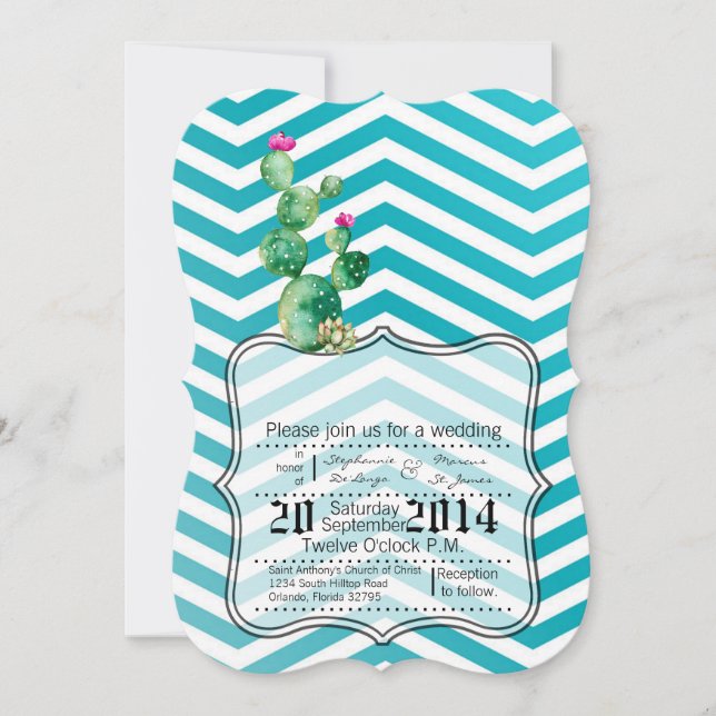 5x7 Boho Cacti Cactus Succulent Wedding Invitation (Front)