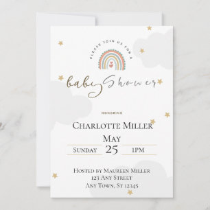 5x7 Boho Rainbow Baby Shower Invitation