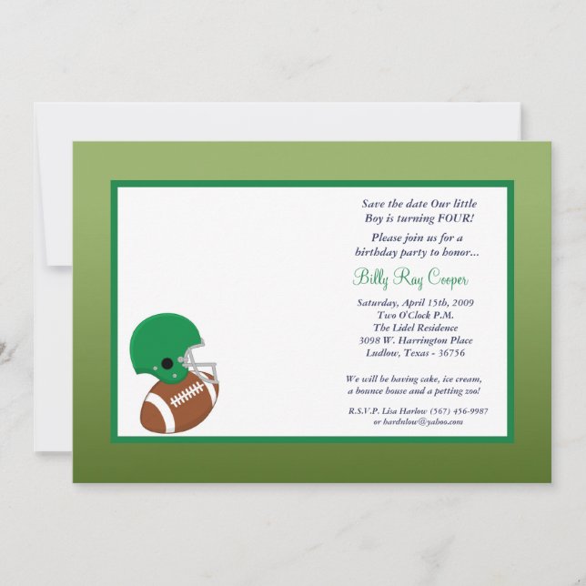 5x7 Boy Sports Foot Ball Baby Shower Invitation (Front)