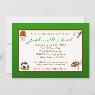 5x7 Boy Sports Football Birthday Party Invitation