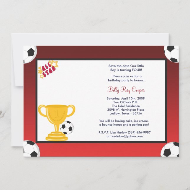 5x7 Boy Sports Soccer Baby Shower Invitation (Front)