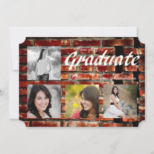 5x7 Brick Wall Grunge Building Senior Announcement