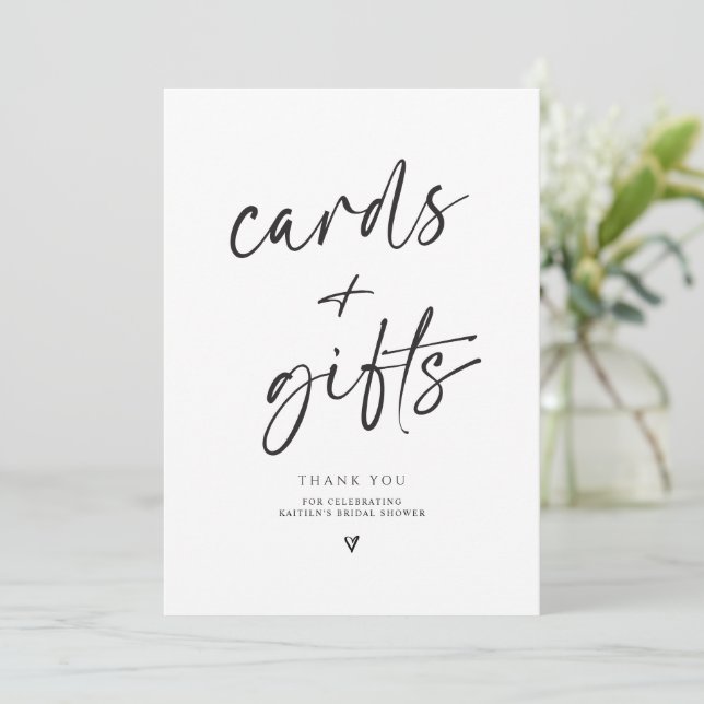 5x7 Bridal Shower Cards Gifts Sign Modern Casual (Standing Front)