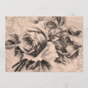 5x7 "Bridal Shower" Vintage Roses Sepia Invitation