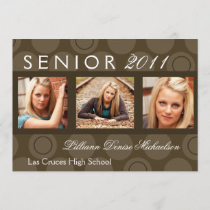 5x7 Brown Circle Polka Photo Senior Announcement
