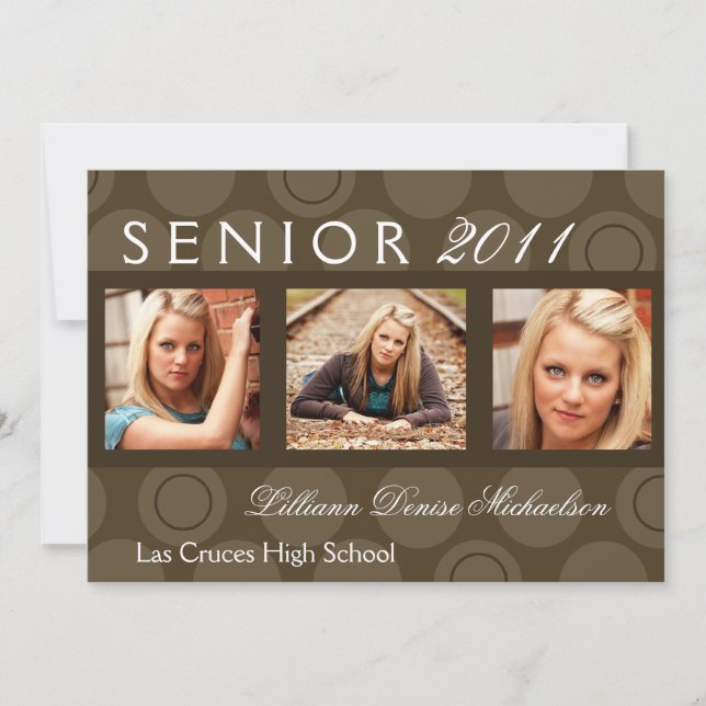 5x7 Brown Circle Polka Photo Senior Announcement (Front)