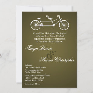 5x7 Brown Double Bike Wedding Invitation