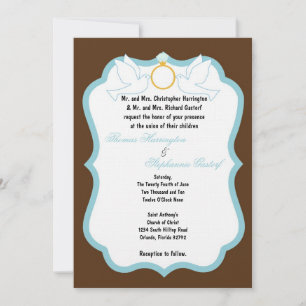 5x7 Brown Dove Diamond Wedding Invitation