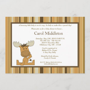 5x7 Brown Woodland Moose Baby Shower Invitation