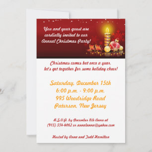 5x7 Candle Night Christmas Party Invitation