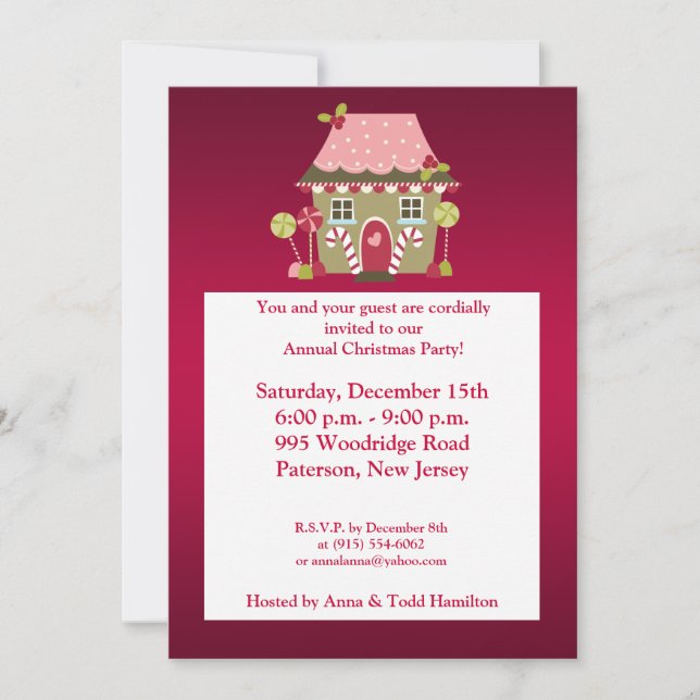5x7 Candy Land House Invitation (Front)