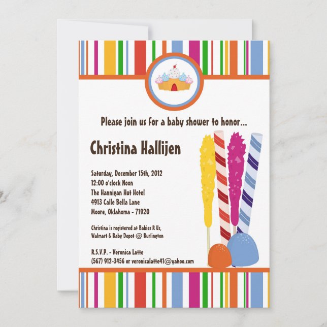 5x7 Candy Land Ice Cream Baby Shower Invitation (Front)