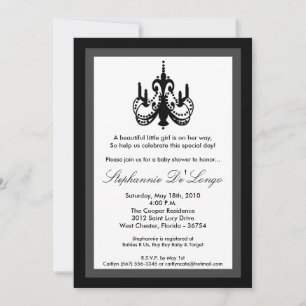 5x7 Chandelier Black White Baby Shower Invitation