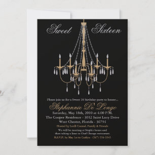 5x7 Chandelier Glitz Sweet 16 Birthday Invitation