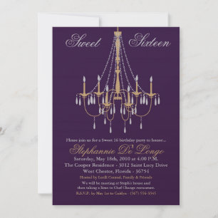 5x7 Chandelier Glitz Sweet 16 Birthday Invitation