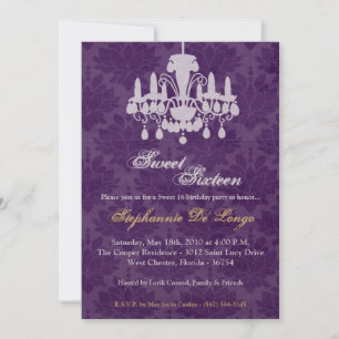 5x7 Chandelier Glitz Sweet 16 Birthday Invitation